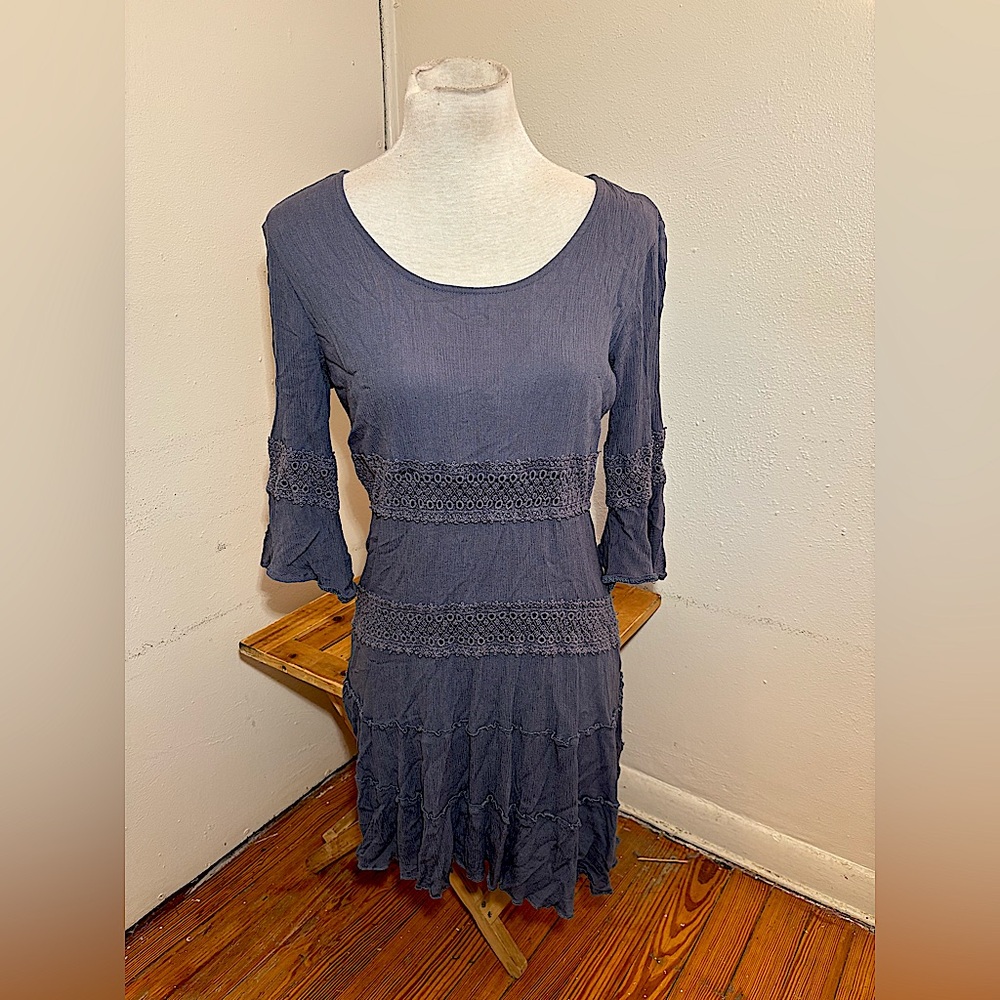 Solitare Lace Trim Tiered Dress